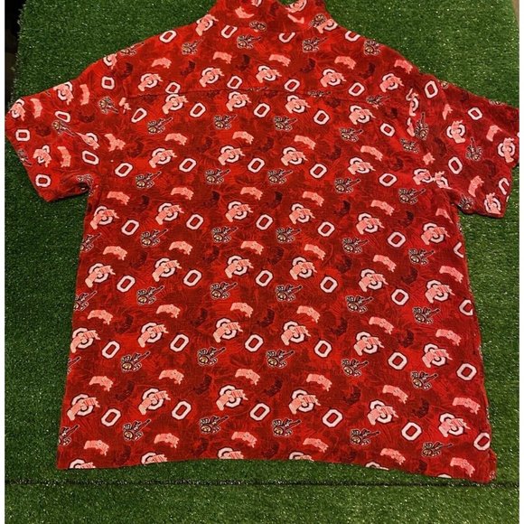 Vintage Ohio State Buckeyes shirt large all over print brutus Hawaiian mens red - Picture 5 of 6